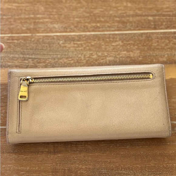 Miu Miu Beige Calfskin Leather Double Snap Wallet - Picture 5 of 14